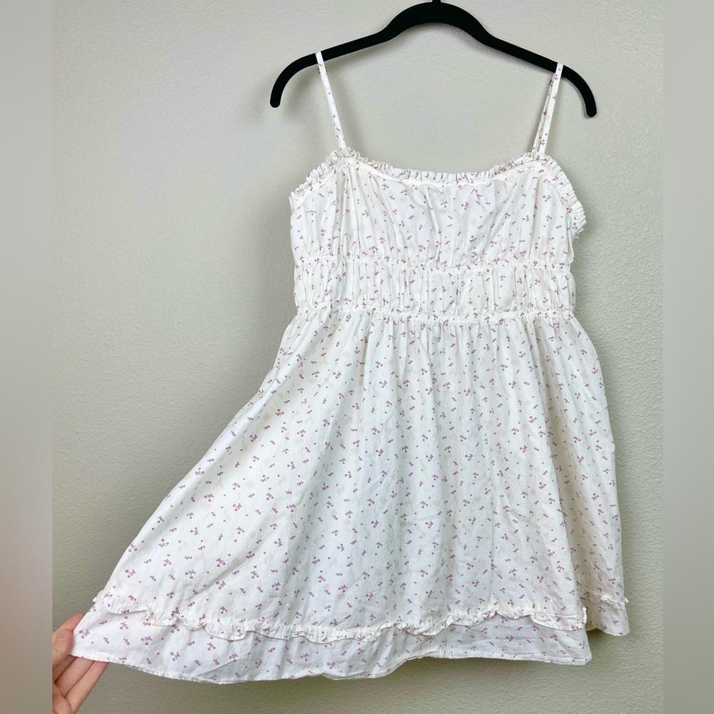 Free People Women's Small Gabby Cotton Mini Dress Sundress White Mini Cherry All - Picture 5 of 16